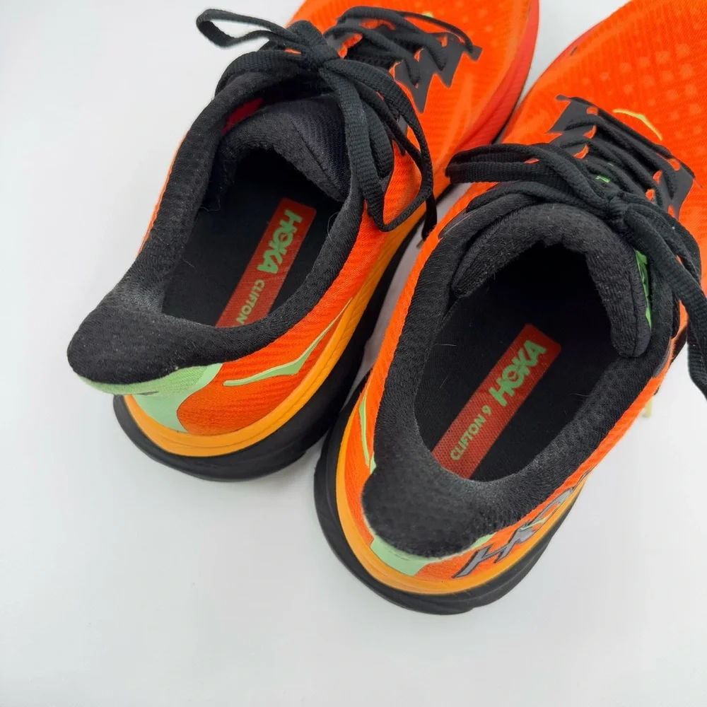 Hoka One One Clifton 9 Flame Vibrant Orange Road Running Walking Men’s Size 11 - Picture 6 of 8